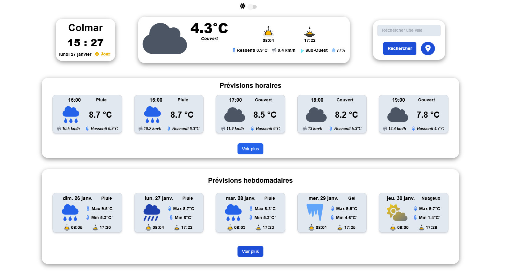 Application météo avec interface moderne